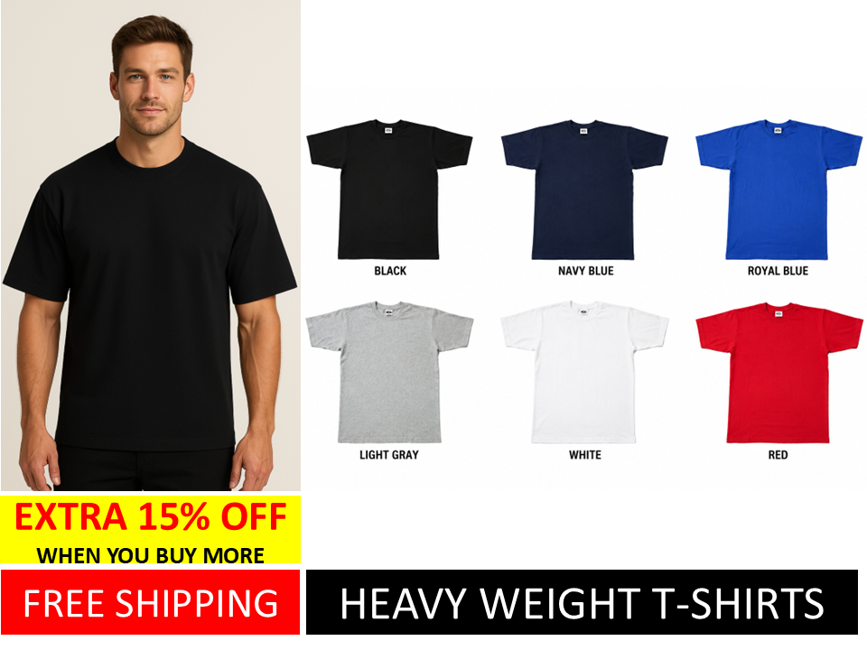 Plain Short Sleeve T-shirts Round Neck Ultra Heavy Weight Big Size Tall Tees