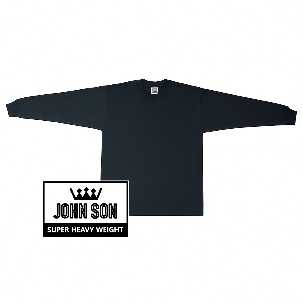 [John Son] Plain Long Sleeve T-shirts Round Neck Waffle Super Heavy Weight Big Size ***( Black / Light Grey / Navy Blue / Red / Royal Blue / White )
