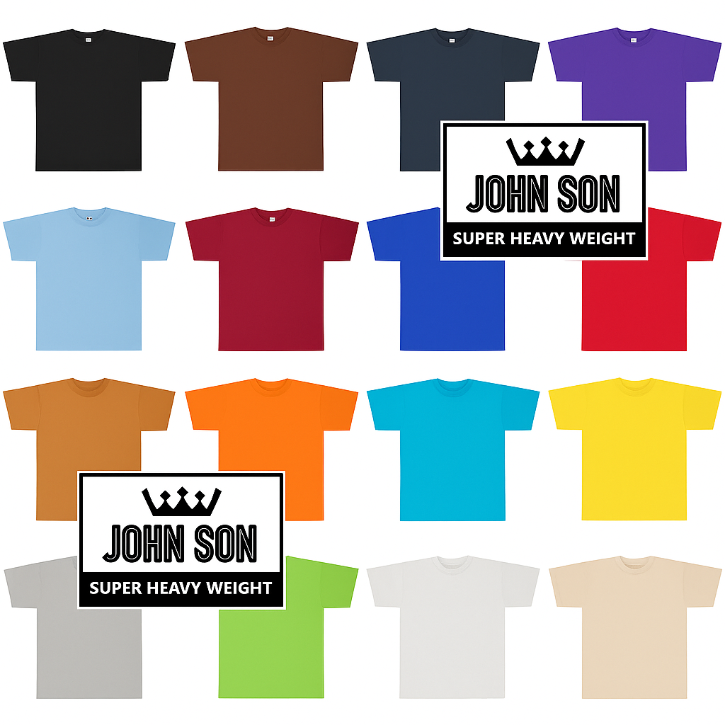 [John Son] Plain Short Sleeve T-shirts Round Neck Super Heavy Weight Big Size ***( Black / Light Grey / Navy Blue / Red / Royal Blue / White )