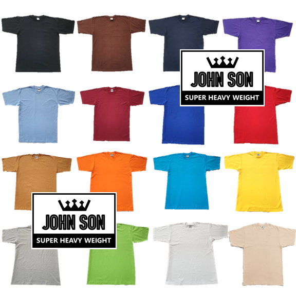 [John Son] Plain Short Sleeve T-shirts Round Neck Super Heavy Weight Big Size ***( Black / Light Grey / Navy Blue / Red / Royal Blue / White )