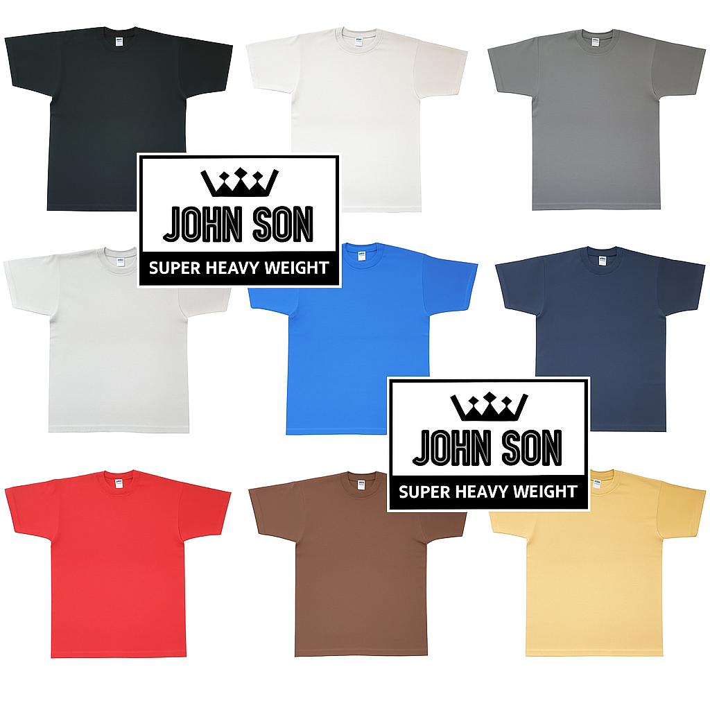 [John Son] Plain Short Sleeve "Tall" T-shirts Round Neck Super Heavy Weight Big Size ***( Black / Brown / Charcoal / Light Grey / Navy Blue / Red / Royal Blue / Timber / White )
