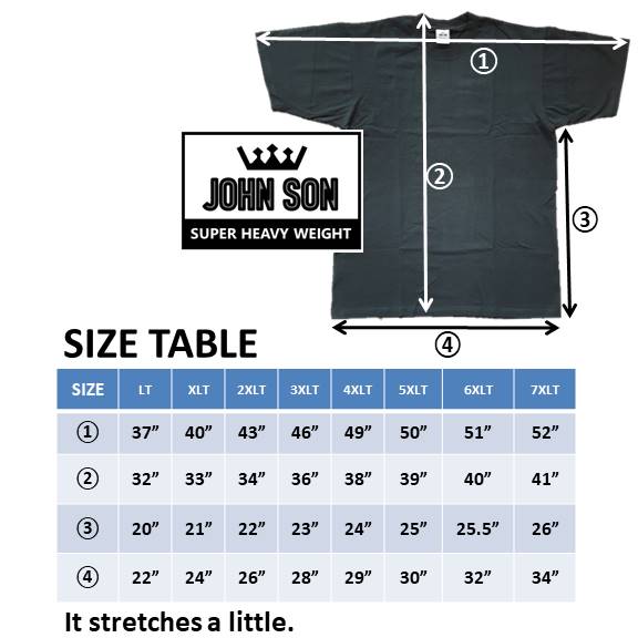 [John Son] Plain Short Sleeve "Tall" T-shirts Round Neck Super Heavy Weight Big Size ***( Black / Brown / Charcoal / Light Grey / Navy Blue / Red / Royal Blue / Timber / White )