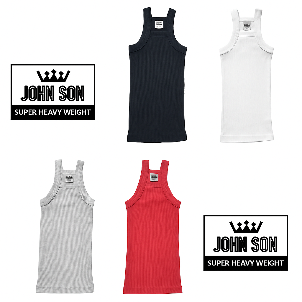 [John Son] Plain Men's G-unit Tank Tops Square-cut Slim-fit Super Heavy Weight Big Size ***( Black / Light Grey / Navy Blue / Red / Royal Blue / White )