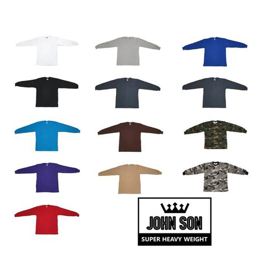 [John Son] Plain Long Sleeve Thermal T-shirts Round Neck Waffle Super Heavy Weight Big Size ***( Brown / Charcoal / Khaki / Purple / Green Camouflage / Light Grey Camouflage )